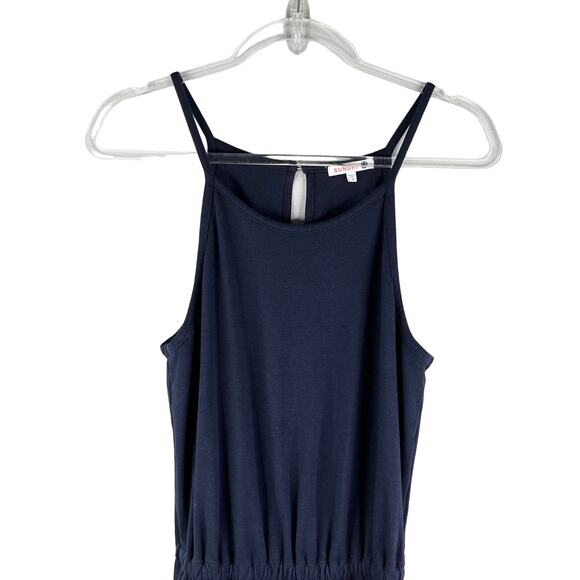 Sundry Ponte Wide Leg Navy Blue Jumpsuit 1 Small 4-6 Pockets - Picture 3 of 11